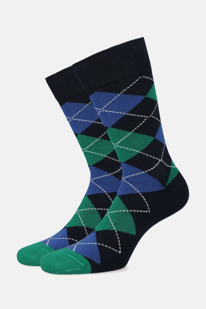 Skarpety Granatowo-Zielone we Wzór
