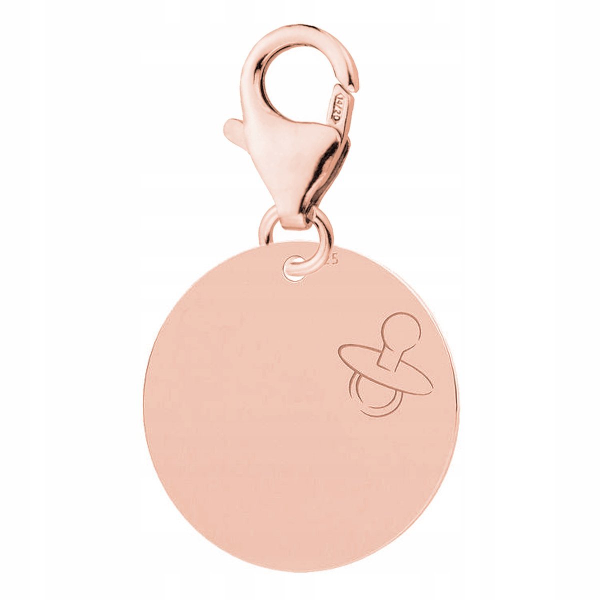 Zawieszka Pozłacana Okrągła Blaszka Smoczek Family Dziecko Baby SREBRO 925