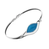 Bransoletki - Srebrna bransoletka sztywna z niebieskim kamieniem turkusowym pr925 - miniaturka - grafika 1