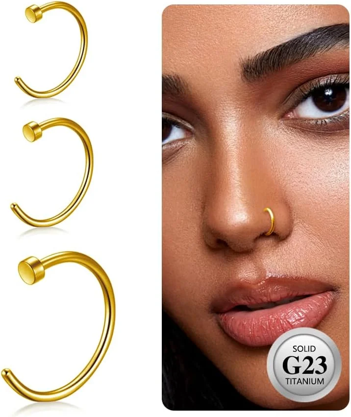 Fałszywy kolczyk septum 6/8/10 mm 20G zestaw 3 szt. złoty hipoalergiczny