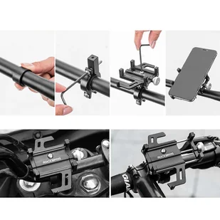 Uchwyt rowerowy RockBros 699-BK na kierownicę do telefonu na rower motor hulajnogę Czarny - Akcesoria rowerowe - miniaturka - grafika 7