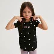 Koszulki dla dziewczynek - Reserved - Bawełniany t-shirt w serca - Czarny - miniaturka - grafika 1