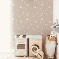 Wyposażenie pokoiku dziecięcego - Tapeta Simple Birds Powder Pink - miniaturka - grafika 1