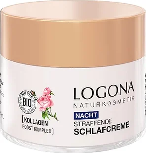 LOGONA naturalny kosmetyk, ujędrniający krem do spania, wygładzający krem na noc z cennym kolagenem i ekstraktem z bio-róż, intensywne nawilżenie w nocy, naturalny i wegański, Moisture Lift, 50 ml - Kremy do twarzy - miniaturka - grafika 1