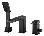 Baterie wannowe i prysznicowe - Bateria Wannowa 3-Otworowa Stojąca Czarna Cube - miniaturka - grafika 1