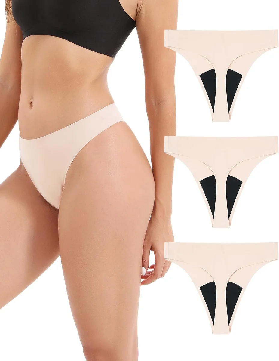 Bielizna okresowa stringi bezszwowe 3 sztuki lekkie krwawienie XL