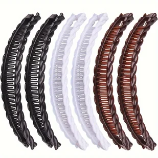 TEMU Zestaw 6 Plastikowych Spinek Bananowych, Eleganckie Retro Prostokątne Spinki w Jednolitym Kolorze, Odpowiednie dla Pań - Wytrzymałe Spinki do - Inne - miniaturka - grafika 1