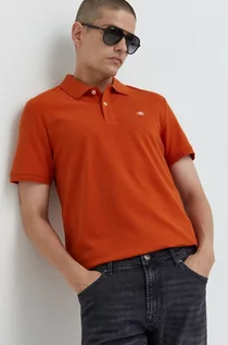 Koszulki męskie - Tom Tailor polo bawełniane kolor pomarańczowy gładki - grafika 1