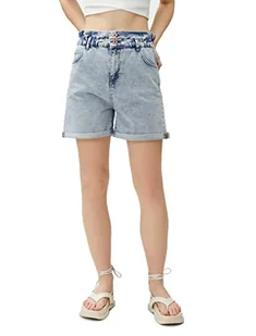 Koton Damskie szorty jeansowe z bawełnianymi kieszeniami, wysoki stan, Light Indigo (Lgt), 38 - Spodenki damskie - miniaturka - grafika 1
