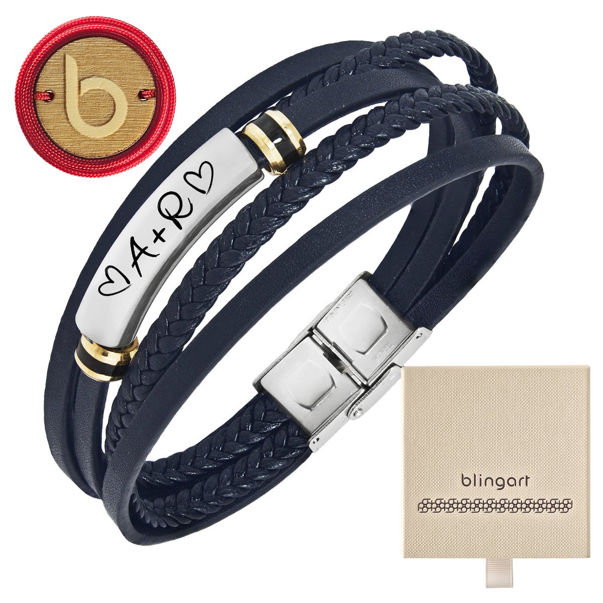 Bransoletka z grawerem męska / damska czarna pleci