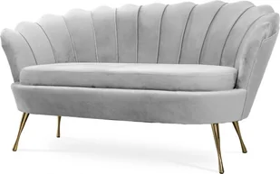 BETTSO Nowoczesna sofa 2 osobowa w kształcie muszli na złotych nogach MUSZELKA 2 Szara Jasna - Sofy i kanapy - miniaturka - grafika 1