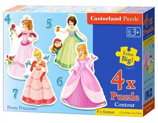 Castorland 4x1 Puzzle Konturowe Pretty Princesses / B-04409 - Puzzle - miniaturka - grafika 1