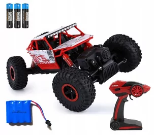 SAMOCHÓD RC ROCK CRAWLER 4x4 DWA SILNIKI AUTO RED - Zabawki zdalnie sterowane - miniaturka - grafika 1