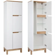 Szafki łazienkowe - Słupek łazienkowy szafka stojąca na mopa regał biały połysk 55 cm - miniaturka - grafika 1