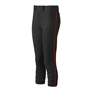 Spodnie damskie - Mizuno Damskie spodnie z troczkiem (czarne/czerwone, duże) - grafika 1