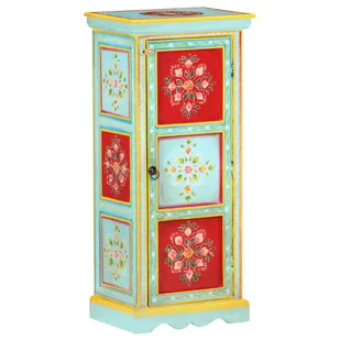 vidaXL Ręcznie malowana szafka, 40x30x90 cm, lite drewno mango - Szafki do salonu - miniaturka - grafika 14