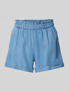 Szorty o luźnym kroju z lyocellu stylizowanego na denim model ‘HARPER’ - Spodenki damskie - miniaturka - grafika 1