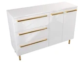 Szafki łazienkowe - Szafka Stojąca Z Blatem ATH 120 cm SD Lewa - Biały Wysoki Połysk - Uchwyty Złote Polerowane - miniaturka - grafika 1