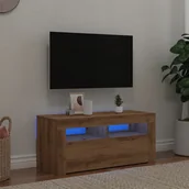 Szafki RTV - vidaXL vidaXL Szafka pod TV z oświetleniem LED, dąb artisan, 90x35x40 cm - miniaturka - grafika 1