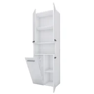 Szafki łazienkowe - Szafka łazienkowa Bagnoli, kolor: BIAŁY/BIAŁY POŁYSK, KRÓTKIE DRZWI + 1 KOSZ. D: 30 cm, W: 174 cm, Sz: 60 cm. - miniaturka - grafika 1