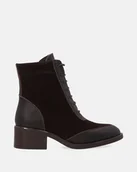 Botki damskie - Brązowe zamszowe botki ze skórzanymi wstawkami - Venezia - miniaturka - grafika 1