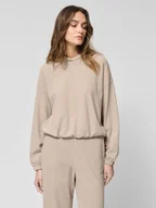 Bluzy damskie - Damska bluza dresowa nierozpinana z kapturem Outhorn OTHWSS24TSWSF1631 - beżowa - miniaturka - grafika 1