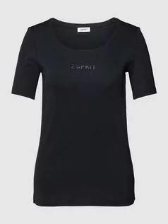 Koszulki i topy damskie - T-shirt z detalem z logo - grafika 1