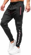 Spodnie sportowe męskie - Czarne spodnie męskie dresowe bojówki Denley K10279 - miniaturka - grafika 1