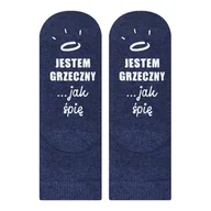 Skarpetki damskie - Skarpetki dziecięce granatowe SOXO z napisami zabawne - miniaturka - grafika 1