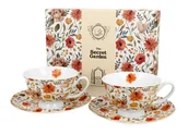 Filiżanki - Filiżanki do kawy i herbaty porcelanowe ze spodkami DUO royal SUMMER FLOWERS  250 ml 2 szt - miniaturka - grafika 1