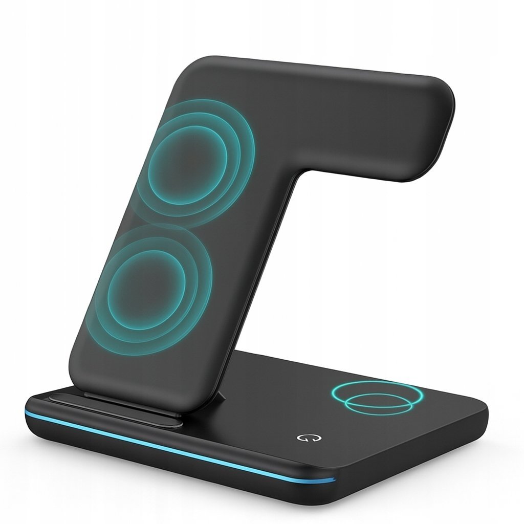Bezprzewodowa ładowarka stacja ładująca 3 w 1 czarny 15W prezent święta