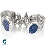 Spinki do mankietów i krawatów - Spinki do mankietów z łańcuszkiem i lapis lazuli PS-779 - miniaturka - grafika 1