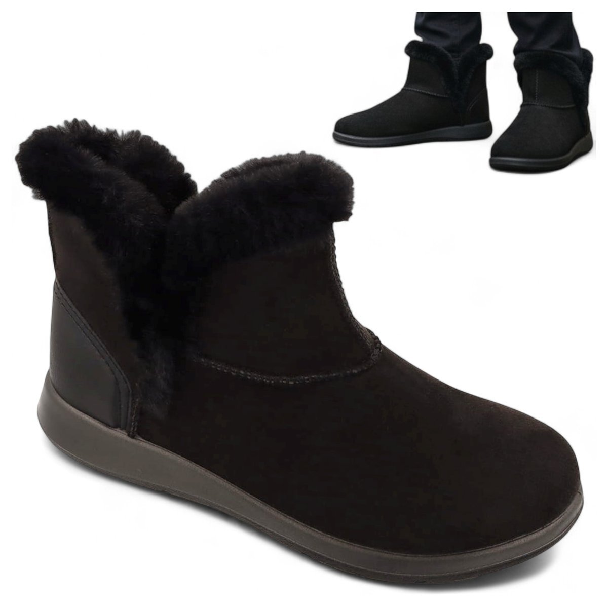 Botki Damskie Ciepłe Wsuwane Buty Jesienne Wygodne Lekkie Czarne Befado 37