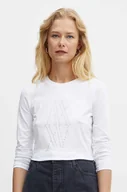 Bluzki damskie - Armani Exchange longsleeve damski kolor biały 6DYT05 YJDTZ - miniaturka - grafika 1