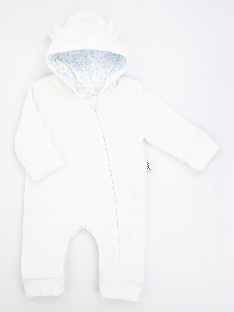 Niemowlęcy kombinezon welurowy z podszewką kremowy Nicol r.68