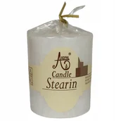 Świece - Ekologiczna świeca stearynowa pieńkowa / walec, bez zapachu, biała - miniaturka - grafika 1