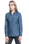 Koszule damskie - Koszula Damska Wrangler Ls Denim Shirt Dark Indigo W5Z12Ax1E-S - miniaturka - grafika 1