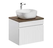 Szafki łazienkowe - Szafka ICONIC WHITE 82-60-D-1S z umywalką Smile i blatem - miniaturka - grafika 1