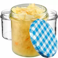 Pojemniki kuchenne - Szklane słoiki Avila 350ml 10 szt. 82mm + wieczka "Niebieska Krata" - miniaturka - grafika 1