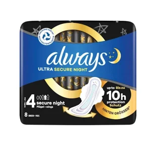 Always Ultra podpaski higieniczne ze skrzydełkami 4 Secure Night 8 sztuk - Podpaski Always Ultra podpaski higieniczne ze skrzydełkami 4 Secure Night 8 sztuk - Podpaski - miniaturka - grafika 1