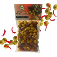 Pasztet i przetwory mięsne - Greckie soczyste oliwki na ostro MIX papryczki chilii i oregano vacum 200g - miniaturka - grafika 1