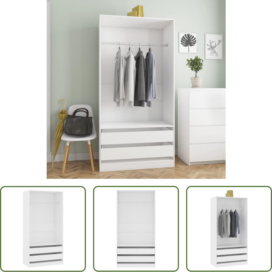 The Living Store Szafa biała 100x50x200 cm Materiał drewnopochodny
