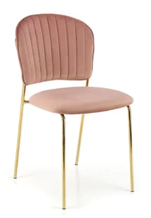 Różowe welurowe tapicerowane krzesło w stylu glamour Ryzyxo - Krzesła - miniaturka - grafika 1