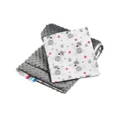 Koce i narzuty dla dzieci - Bocioland, Szary kocyk, 75x100 + Poduszka, 30x35, Minky Teddy - miniaturka - grafika 1