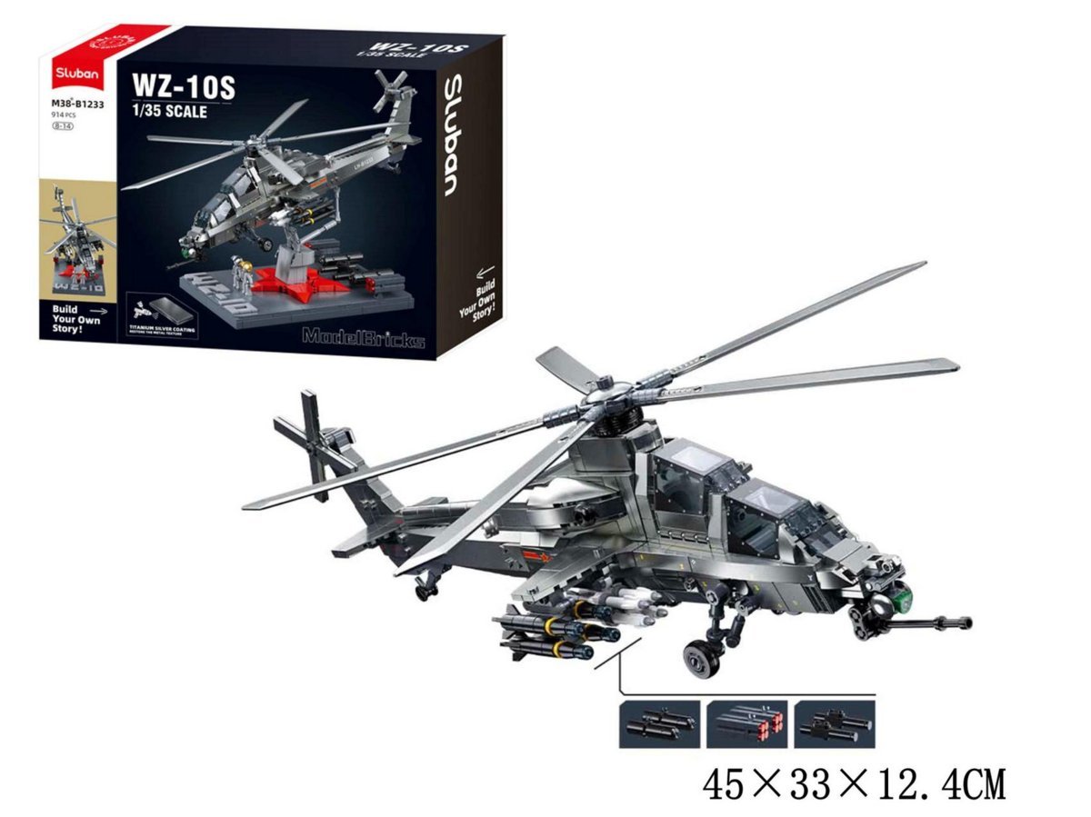 SLUBAN Klocki Śmigłowiec WZ-10S Helikopter Wojskowy Armia 909 el M38-B1233
