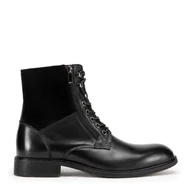 Półbuty męskie - Męskie trzewiki ze skóry zamszowej i licowej czarne - miniaturka - grafika 1