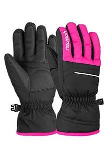Reusch Unisex rękawiczki na palce Alan Junior w wielokolorowym wzornictwie Black/Pink Glo, 3,5 - Rękawiczki - miniaturka - grafika 1