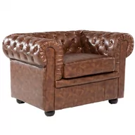 Fotele - Beliani Fotel ekoskóra złoty brąz CHESTERFIELD 13233 - miniaturka - grafika 1