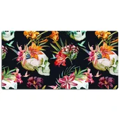 Podkładki na biurko - Mata ochronna na biurko Czaszki i kwiaty 120x60 cm, Dywanomat - miniaturka - grafika 1