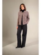 Swetry damskie - Perfect Cashmere Kaszmirowy kardigan "Hekla" w kolorze szarobrązowym - miniaturka - grafika 1